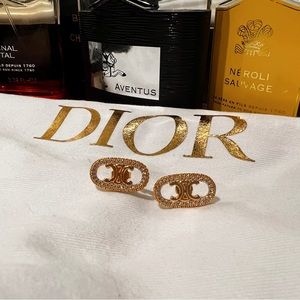 Celine Crystal Gold Finish Stud Earrings